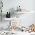 Schweberegale 2 Stk. Hochglanz-wei&szlig; 60x23,5x3,8 Cm Mdf Vidaxl