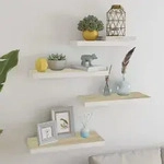 Schweberegale 4 Stk. Eichen-optik Und Wei&szlig; 60x23,5x3,8 Cm Mdf Vidaxl