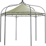 Degamo - Pavillon Modena 6-eckig, Stahl Schwarz, Plane Pvc-beschichtet &Eacute;cru