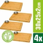 Dunedesign - 4er Set - Bambus-servierbrett Mit Dip-schale - 30x25cm Steakbrett Aus