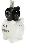 Relaxdays Sparschwein, His & Her Money, 2 Schweine, Lustiges Geldgeschenk F&uuml;r Paare