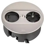 Bachmann Twist 2 Tischsteckdose 1x Schuko, 1x Usb-a/-c Charger, Edelstahl, Rund - 2 M