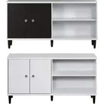 Ebuy24 - Evolution Tv Tisch 2 T&uuml;ren, 2 R&auml;ume Wei&szlig;, Schwarz.
