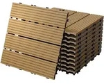 Ecd Germany Wpc Terrassenfliesen 30x30 Cm/44 Fliesen=4m2, Teak, Geriffelt, Holzoptik,
