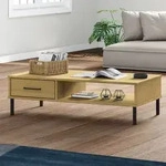 Vidaxl - Couchtisch Oslo Mit Metallbeinen Braun Massivholz Kiefer