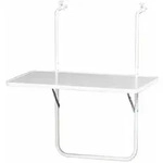 Balkonh&auml;ngetisch 60x40 Cm, Wei&szlig; Gestell Aus Stahl In Wei&szlig;, Tischplatte Aus Top In
