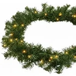 Au&szlig;en Weihnachts-girlande Mit Lichterkette - 270 Cm / 35 Led - K&uuml;nstliche Tannen