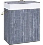 Vidaxl Bamboo Laundry Basket With 2 Sections Grey 100 L