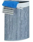 Relaxdays Eckw&auml;schekorb Bambus, Faltbare W&auml;schebox 60 L, Platzsparend, W&auml;schesack