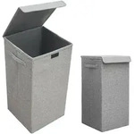 Dunedesign - 50l Xxl W&auml;schekorb Mit Deckel Grau - 30x30x60 W&auml;schesammler -