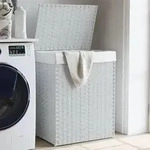 W&auml;schekorb Mit Deckel Wei&szlig; 46x33x60 Cm Poly Rattan Vidaxl