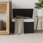 W&auml;schekorb Mit Deckel Schwarz 55,5x35x34 Cm Poly Rattan Vidaxl