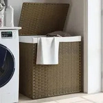 W&auml;schekorb Mit 2 F&auml;chern 53x35x57 Cm Poly Rattan Vidaxl