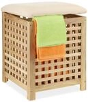 W&auml;schekorb Mit Sitz, Walnussholz, Stoff, Hxbxt: 50 X 39 X 39 Cm, 45 L W&auml;schebox,