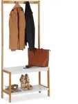 Relaxdays - Garderobenst&auml;nder Mit Schuhregal, 4 Kleiderhaken, Mit Ablage, Bambus &