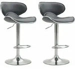 Clp - 2er Set Barhocker Las Vegas Kunstleder Grau Chrom