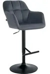 Barhocker Natoma Samt Dunkelgrau Metall Matt Schwarz