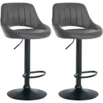 2er Set Barhocker Milet Kunstleder Grau Metall Matt Schwarz