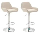 Clp - 2er Set Barhocker Braga Stoff Creme Chrom