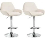 Clp - 2er Set Barhocker Braga Samt Creme Metall In Chromoptik