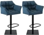 Clp - 2er Set Barhocker Damaso Stoffbezug Schwarz Blau