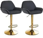 2er Set Barhocker Braga Gold Samt Schwarz