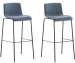 2er Set Barhocker Hover Stoff 4-fu&szlig; Gestell Blau Schwarz