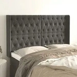 Kopfteil Mit Ohren Dunkelgrau 163x16x118/128 Cm Samt Vidaxl