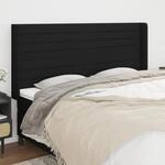 Kopfteil Mit Ohren Schwarz 183x16x118/128 Cm Stoff Vidaxl