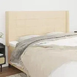 Kopfteil Mit Ohren Creme 203x16x118/128 Cm Stoff Vidaxl