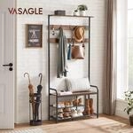 Vasagle Portemanteau, Vestiaire Industriel Avec Banc &Agrave; Chaussures, 9 Crochets