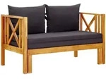 Vidaxl 2-seater Garden Bench With Cushions 122 Cm Solid Acacia Wood
