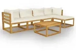 6-tlg. Garten-lounge-set Mit Auflagen Creme Massivholz Akazie Vidaxl