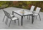 Amalfi Set 5tlg 4 Sessel Tisch 150x90cm Alu/textil