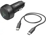 Hama Auto-schnellladeger&auml;t Mit Ladekabel Usb-c, Pd, 25 W, 1 M, Schwarz