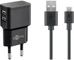 Goobay - Micro-usb Dual-ladeset (12 W), Netzteil Mit 2x Usb-anschl&uuml;ssen,