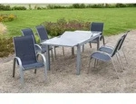 Amalfi Set 7tlg 6 Sessel Schwa Tisch 160(220)x90cm