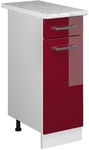 K&uuml;chenunterschrank R-line, Bordeaux Hochglanz, 30 Cm , Ap Marmor Vicco
