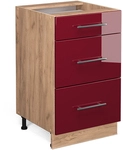 K&uuml;chenunterschrank Fame-line, Bordeaux Hochglanz, 50 Cm Ohne Arbeitsplatte Vicco