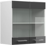Vicco - K&uuml;chenglasschrank R-line, Anthrazit Hochglanz, 60 Cm