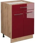 K&uuml;chenunterschrank Fame-line, Bordeaux Hochglanz, 60 Cm Mit Schublade, Ohne