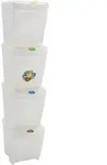Stapelbare M&uuml;lleimer 4 Stk. Wei&szlig; 100 L Polypropylen Vidaxl 560103