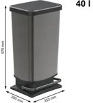 Treteimer Paso 40 L Graphit M&uuml;lleimer Abfalleimer - Rotho