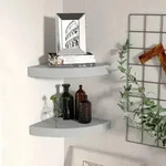 Vidaxl Eck-schweberegale 2 Stk. Grau 25x25x3,8 Cm Mdf