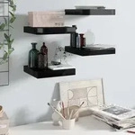 Schweberegale 4 Stk. Hochglanz-schwarz 23x23,5x3,8 Cm Mdf Vidaxl