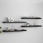 Schweberegale 4 Stk. Schwarz 90x23,5x3,8 Cm Mdf - Vidaxl