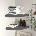 Eck-schweberegale 2 Stk. Hochglanz-grau 35x35x3,8 Cm Mdf Vidaxl