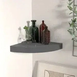 Eck-schweberegal Hochglanz-grau 25x25x3,8 Cm Mdf Vidaxl