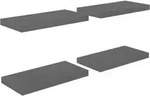 Schweberegale 4 Stk. Hochglanz-grau 50x23x3,8 Cm Mdf Vidaxl