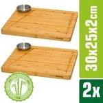 Dunedesign - 2er-set Bambus-servierbrett + Dip-schale 30x25cm Holz-steak-teller